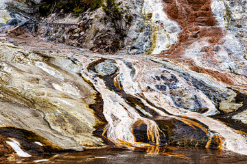 Rainbow and Cascade Terrace, Orakei Korako Park, Taupo, North Island, New Zealand, Oceania.