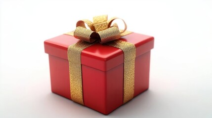Obraz premium Red Gift Box with Golden Ribbon for Celebration and Love