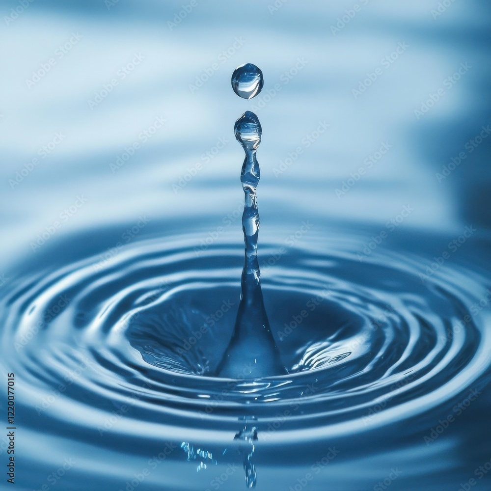 Poster mesmerizing water drop splash on calm surface creating ripple patterns