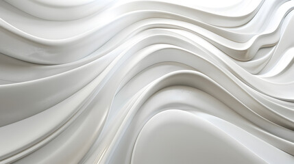 Abstract white waves create a smooth, flowing texture, emphasizing modern design aesthetics.