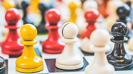 Close-up of Chess Pieces on a Board: Strategy, Competition, and the Game of Chess