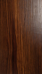 Naklejka premium A polished wood surface with smooth, rich mahogany tones and a reflective sheen, highlighting the natural beauty of the grain.