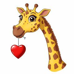 Cartoon giraffe with love heart 
