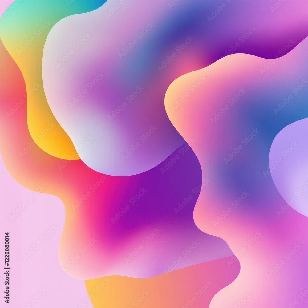 Poster mesmerizing fluid gradient abstract with vibrant swirling shapes and flowing motions
