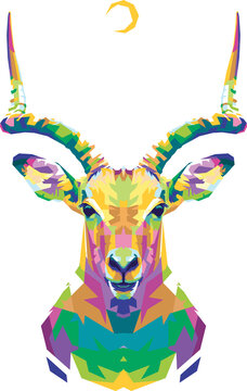 deer pop art with orange moon