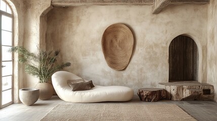 Cozy Contemporary Living Room Featuring Large Round Chair and Plush Area Rug Creating Inviting Atmosphere
