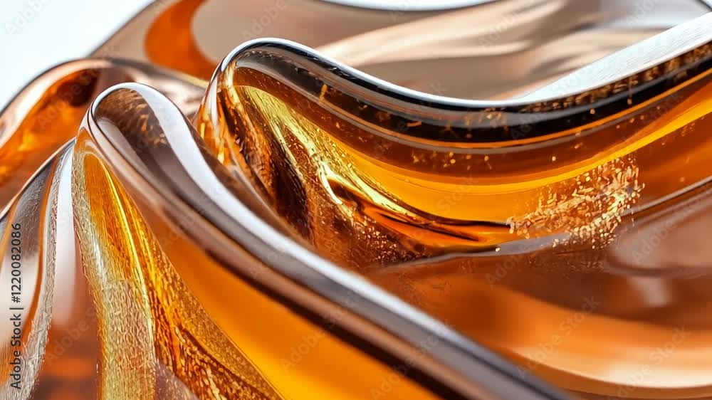 Aufkleber mesmerizing waves of amber liquid flow and shimmer in a vibrant, illuminated setting. generative ai