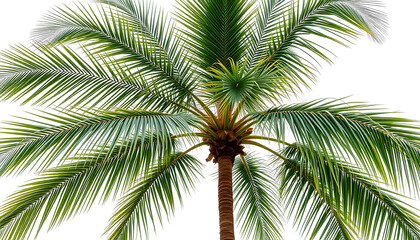 Fototapeta premium A tropical coconut and palm tree isolated on white background