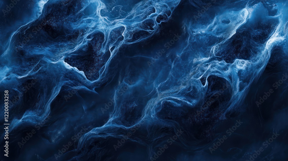 Poster abstract blue smoke background with dark swirls creating a mysterious and ethereal texture