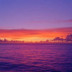 Naklejka premium Breathtaking Sunset Over Vibrant Ocean Horizon