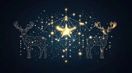 Celestial Reindeer and Star Festive Design