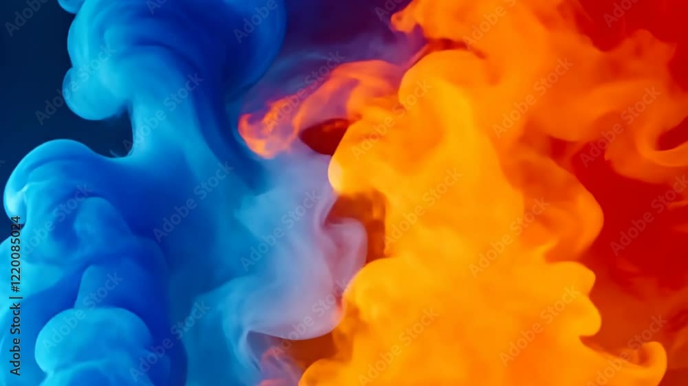 Poster vibrant dance of colors with swirling smoke creating mesmerizing patterns in an artistic display. ge