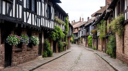 Obraz premium Charming Cobblestone Street in Historic Village