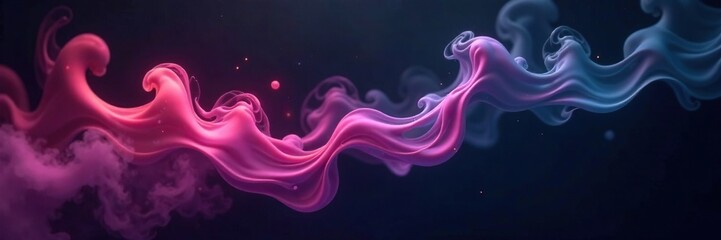 Fototapeta premium Ethereal wisps of smoke drift across a black canvas, leaving trails of mystery, misty, void