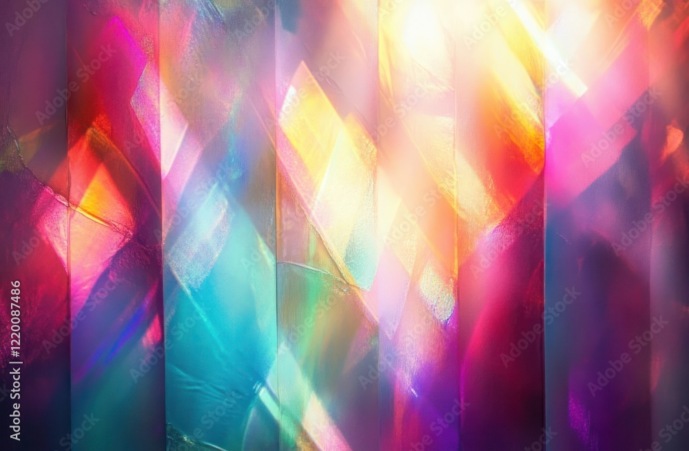 Aufkleber refraction and prism effects in vibrant abstract design with holographic and iridescent rainbow colo