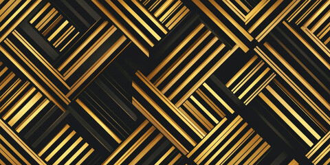 Black background with golden diagonal lines and geometric shapes for a luxury design, generative AI