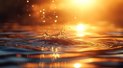 soft golden ripples on water with bright sunlight reflections on a serene background, perfect for wellness, beauty, spa, and eco-themed banners with ample text space.