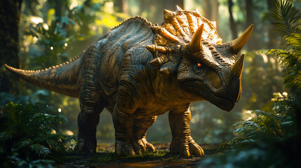 Fototapeta premium triceratops in the jungle