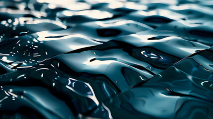 Obraz premium A close-up of a reflective, wavy surface resembling liquid or textured material.
