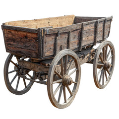 Obraz premium Old wooden cart isolated on transparent background