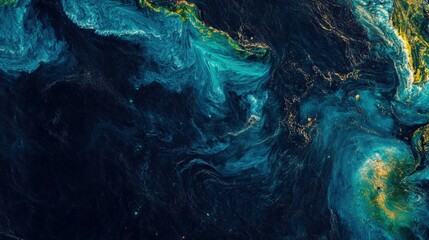 view of Earth from space, with its vibrant blue and green hues standing out against the blackness of the cosmos.