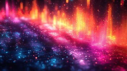 This abstract banner features a colorful, interlaced digital distortion, evoking a retro-futuristic cyberpunk aesthetic.