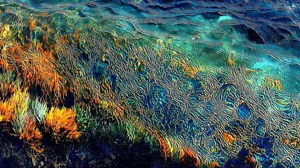 A clear, peaceful freshwater stream winding its way through a vibrant forest. Sunlight dapples the water, creating patches of light and shadow across the forest floor, while the streamâ€™s gentle