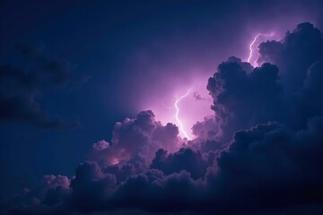 Obraz premium Dark stormy clouds with lightning flashing brightly in the sky, dark skies, , stormy weather