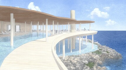 Fototapeta premium Coastal Resort Infinity Pool Design Concept
