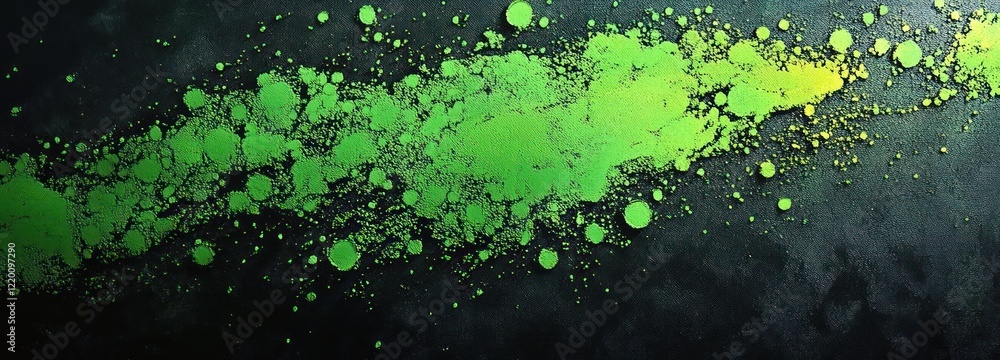 Poster abstract black and green grunge background with dynamic halftone dots and textured splash art