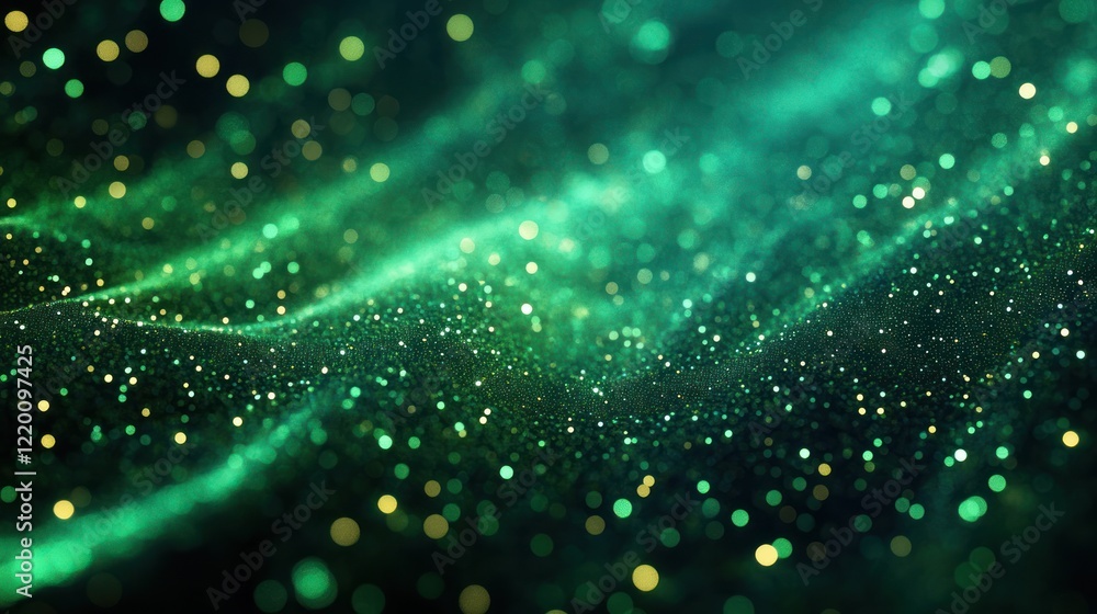 Leinwandbilder Digital Transformation of Network Connections with Abstract Green Light Patterns and Bokeh Effect