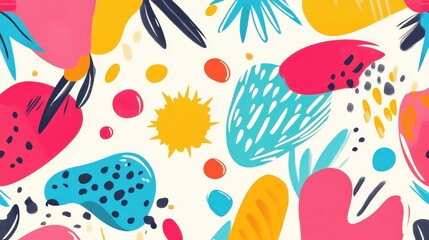 Abstract Colorful Shapes and Leaf Design Pattern