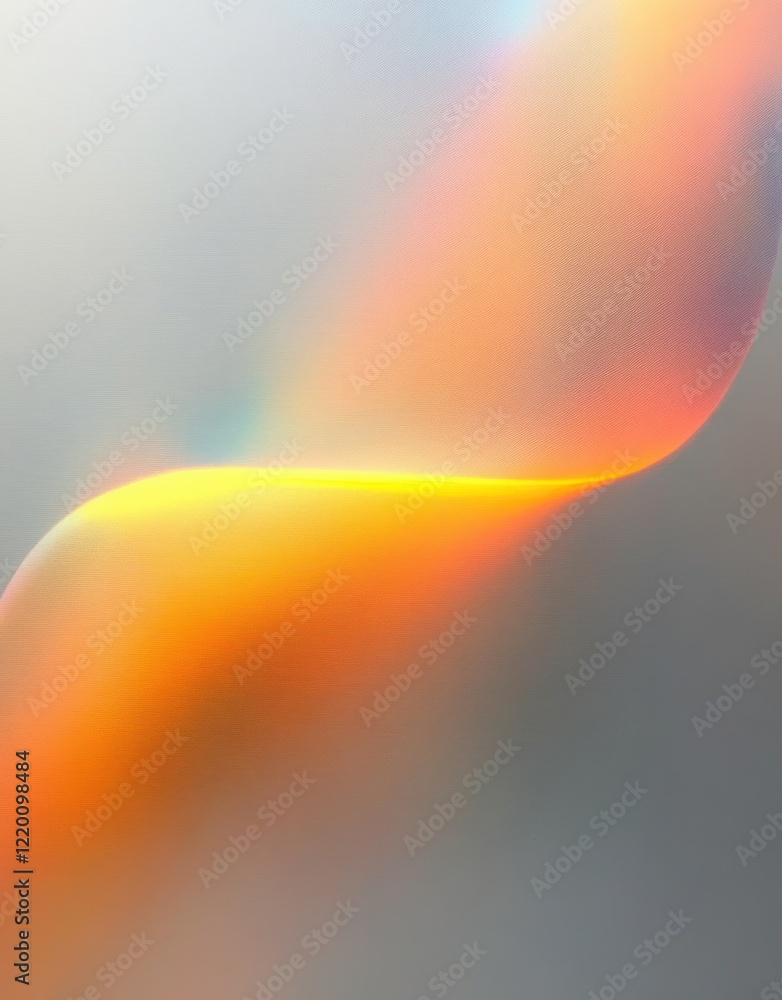 Poster abstract minimalist soft pastel colors with iridescent light streaks on smooth gray surface