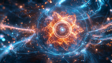Abstract Cosmic Energy Flow With Glowing Particles
