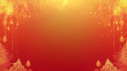 Gold to red color gradation with traditional Gangaur ornaments at the bottom, the middle is left empty for text, Ai generated images