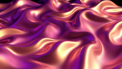 Obraz premium Abstract waves in shimmering metallic purple and pink create the illusion of depth and dynamic movement.