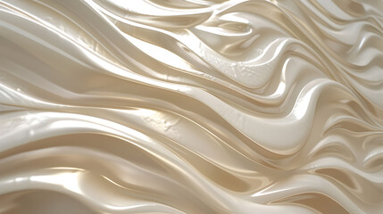 Fototapeta premium A smooth, flowing texture resembling cream or fabric with soft waves and reflections.