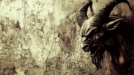 A large, menacing looking monster with horns and a mouth full of teeth