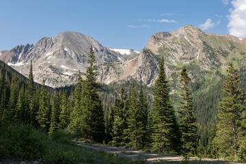 12,951 foot Mount Richthofen and 12,493 foot Mount Mahler are part of the Never Summer Mountain Range.