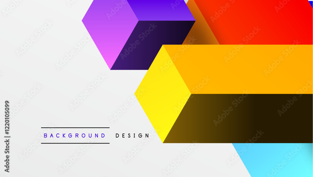 Poster sleek abstract design featuring isometric 3d blocks in a clean, modern composition. perfect for tech