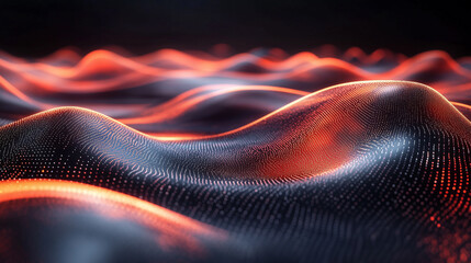 Abstract Orange And Red Particle Waves Background