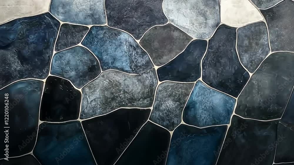 Poster artful mosaic design showcasing deep hues and intricate patterns in a modern setting near the coast 