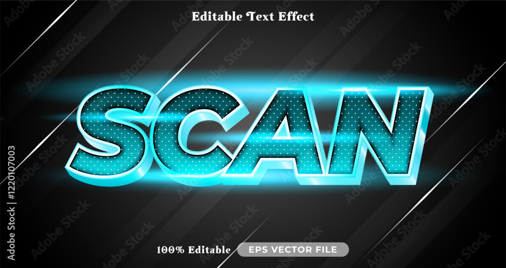 Poster Scan editable text effect vibrant modern color shiny. Text style effect. Editable fonts vector files