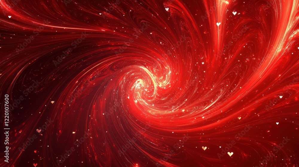 Poster create a stunning red background with swirling patterns of light that mimic the motion of love.