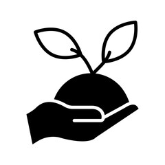 Hands holding plant icon in line style. For your design, logo. Vector illustration. Editable Stroke.icon . vector illustration, pictogram isolated on white background. color editable