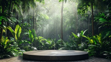 Lush Green Jungle with Sunlight Filtering Through Dense Canopy