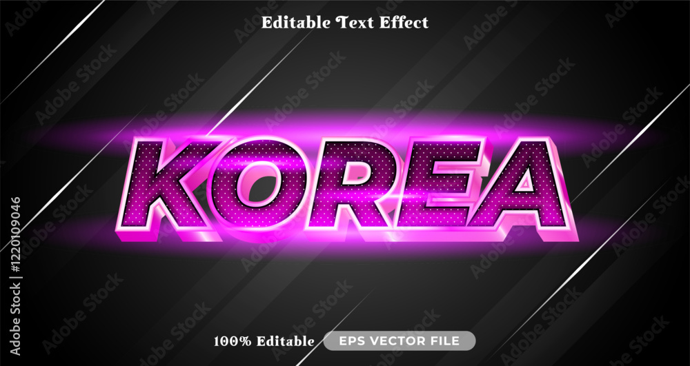Poster korea editable text effect vibrant modern color shiny. text style effect. editable fonts vector file
