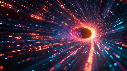 Naklejka premium Abstract Glowing Energy Tunnel With Bright Neon Colors