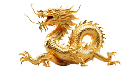 Majestic Golden Dragon Statue Mythical Creature 