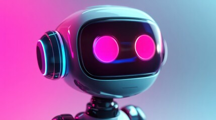 A creative 3D chatbot projecting vivid image variations with holographic effects, representing digital creativity, isolated on white